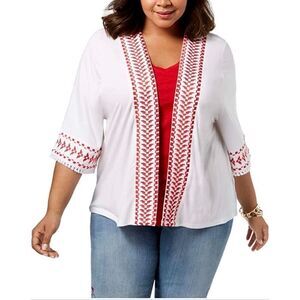 Style & Co NWT White and Red Fringe Style Kimono Women’s Size 1X